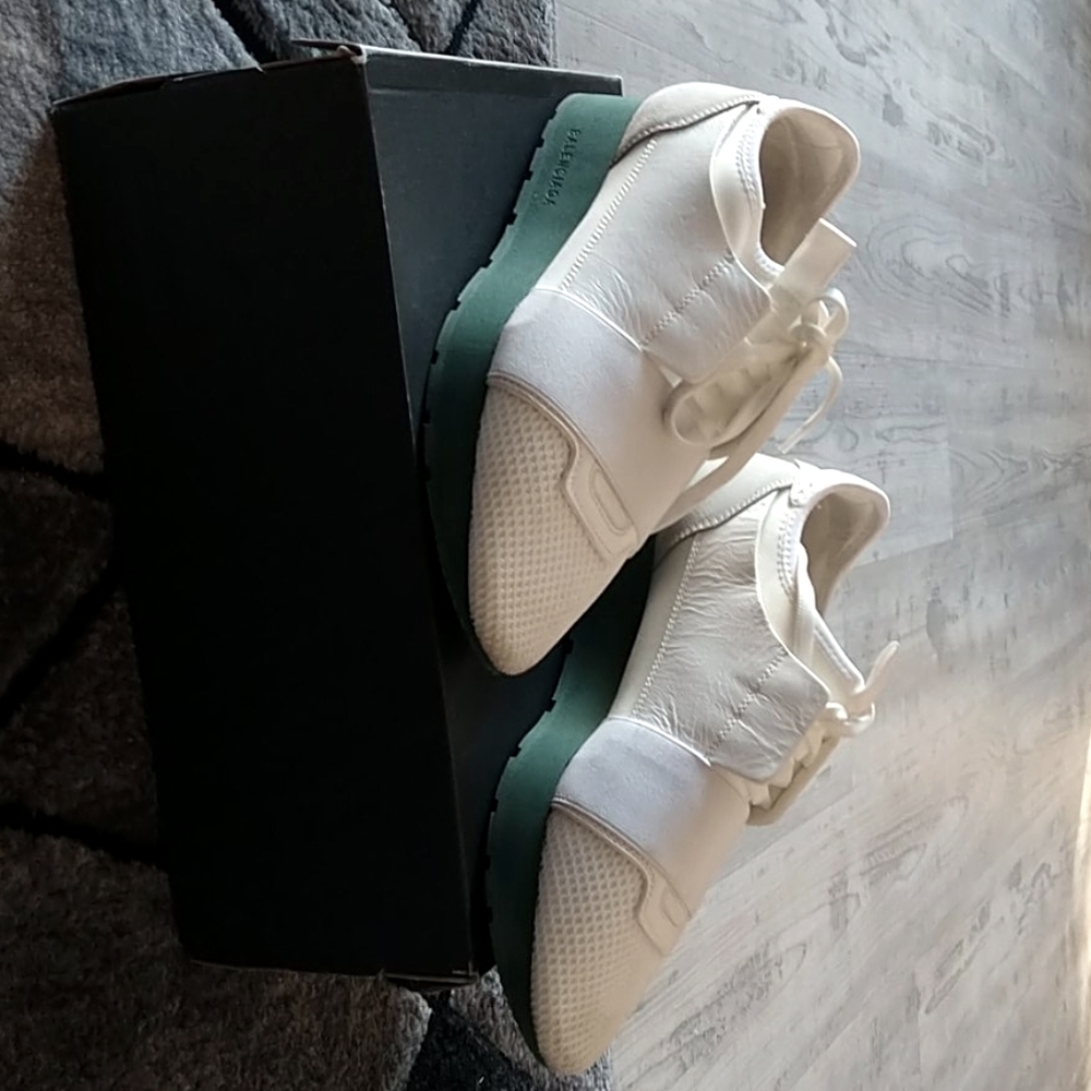 balenciaga Paris white & green sneakers